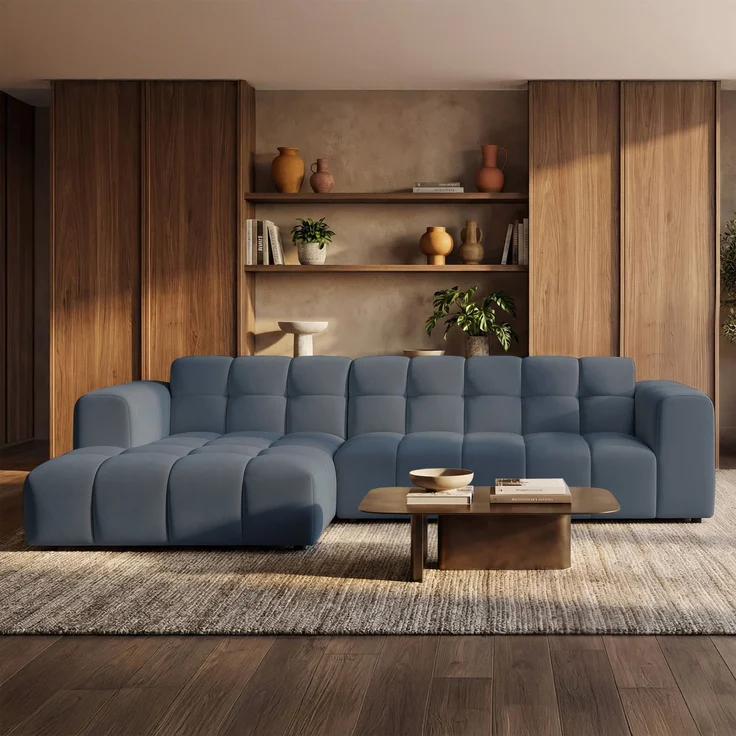 Selsey 'Boloon' Ecksofa L-Form, 3-Sitzer, links, Samt Hellblau, 300 cm – Bild 2
