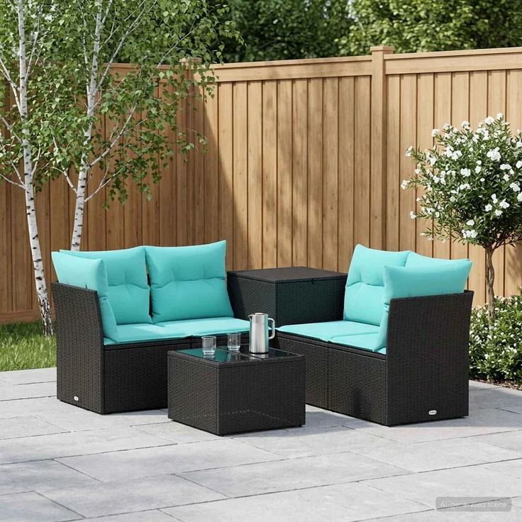 vidaXL Sofa Set 6 stk. Schwarz und Blau 55 x 55 x 37 cm 3447339 – Bild 1