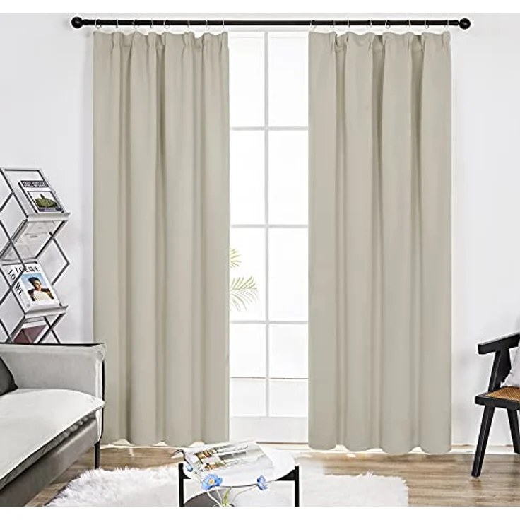 Deconovo Gardinen mit Kräuselband Blickdicht Vorhänge Thermogardine Creme | 2er Set, H 260 x B 140 cm, Wohnzimmer Gardinen, Schlafzimmer Gardinen, Thermal Curtains, Sichtschutz, UV-schutz, Übergardinen – Bild 8