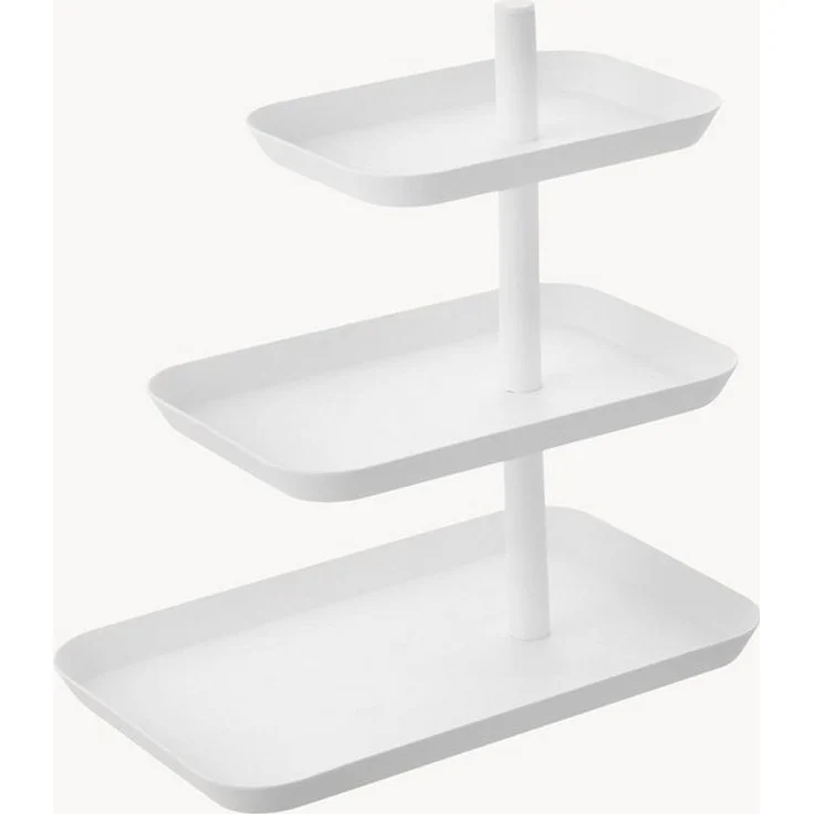 Yamazaki 4280 TOWER 3-stöckige Etagere, weiß, Stahl, minimalistisch, 24.7 x 15.7 x 25.7 cm – Bild 5
