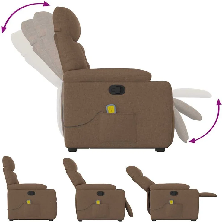 vidaXL Massagesessel mit Aufstehhilfe Braun Stoff 3303046 – Bild 9