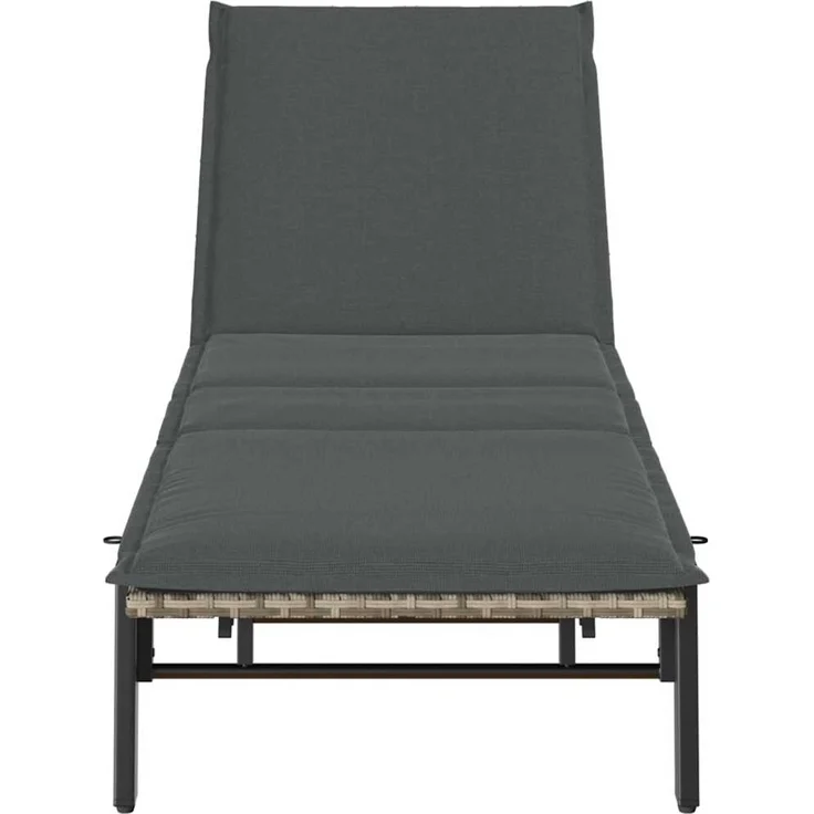 vidaXL Sonnenliege mit Auflage Hellgrau Poly Rattan 4104084 – Bild 5