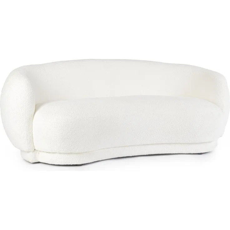 Sofa Tecla aus Boucle-Stoff, skandinavischer Stil, Weiß, 2-3 Sitzplätze, gepolstert