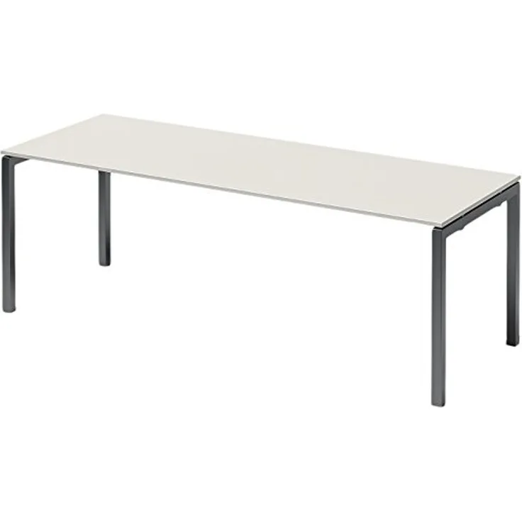 BISLEY Cito Schreibtisch, 740 mm höhenfixes U-Gestell, Metall, Gw334 Dekor Grauweiß, Gestell Anthrazitgrau, 80 x 220 x 85 cm