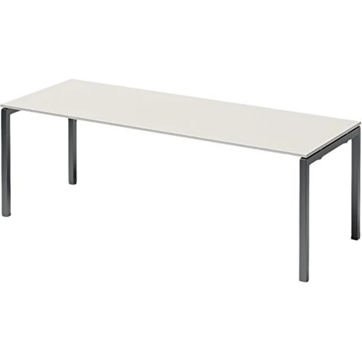 BISLEY Cito Schreibtisch, 740 mm höhenfixes U-Gestell, Metall, Gw334 Dekor Grauweiß, Gestell Anthrazitgrau, 80 x 220 x 85 cm – Bild 1