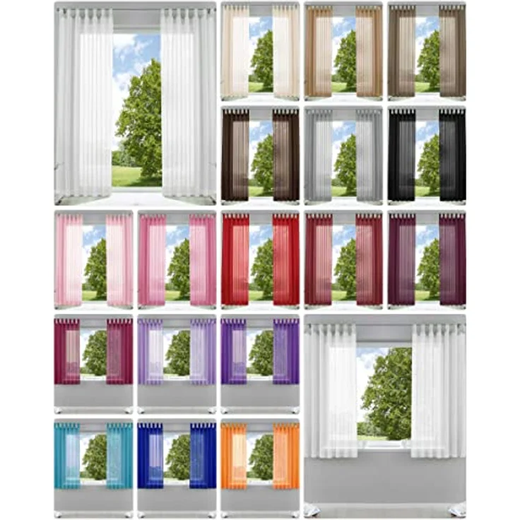 Gardinenbox 2er-Pack Gardinen Transparent Vorhang Set Wohnzimmer Voile Schlaufenschal mit Bleibandabschluß HxB 175x140 cm Flieder, 61000CN – Bild 3