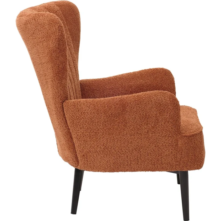 Lounge-Sessel HWC-K37, Cocktail-\/Ohrensessel Polsterstuhl Retro Vintage Stoff Chenille (500g\/m²) ~ orange – Bild 5