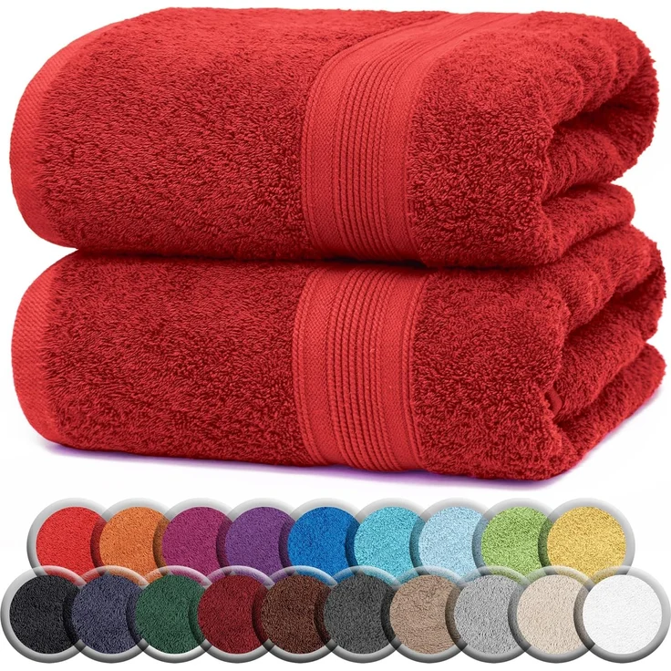 NatureMark 2er Pack SAUNATÜCHER Premium Qualität 80x200 cm SAUNATUCH Sauna-Handtuch 100% Baumwolle Farbe: Rot