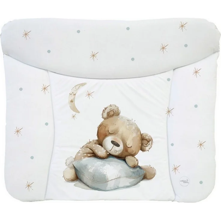 Ceba Baby® weiche Wickelauflage 75x72 cm - Baby Wickelunterlage - Wickeltischauflage für Junge und Mädchen - Wasserdicht, abwaschbar - OEKO-TEX® Standard 100 - Made in EU - Schläfriger Bär – Bild 1