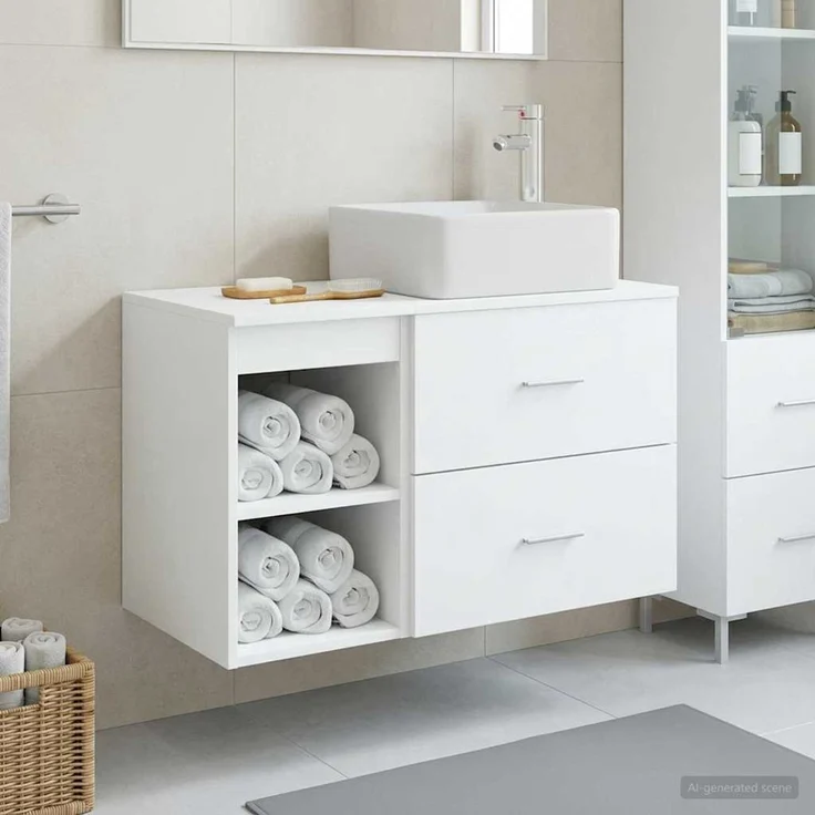vidaXL Badezimmerschrank-Set 2 stk. Weiß 83 x 35 x 80 cm Holzwerkstoff 3403896 – Bild 1