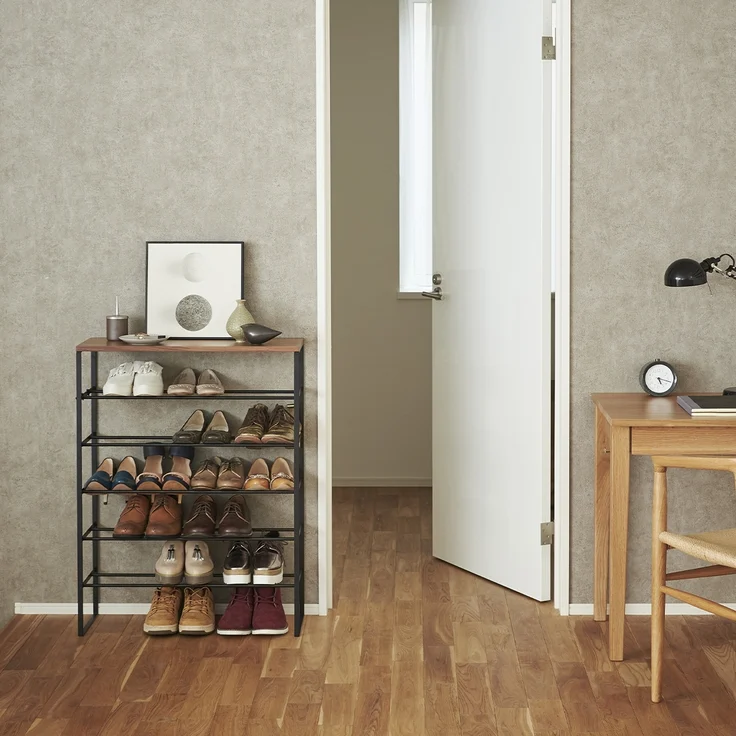 Yamazaki Schuhregal mit 5 Ebenen aus Holz und schwarzem Metall Tower - L66 cm - Schwarz – Bild 2