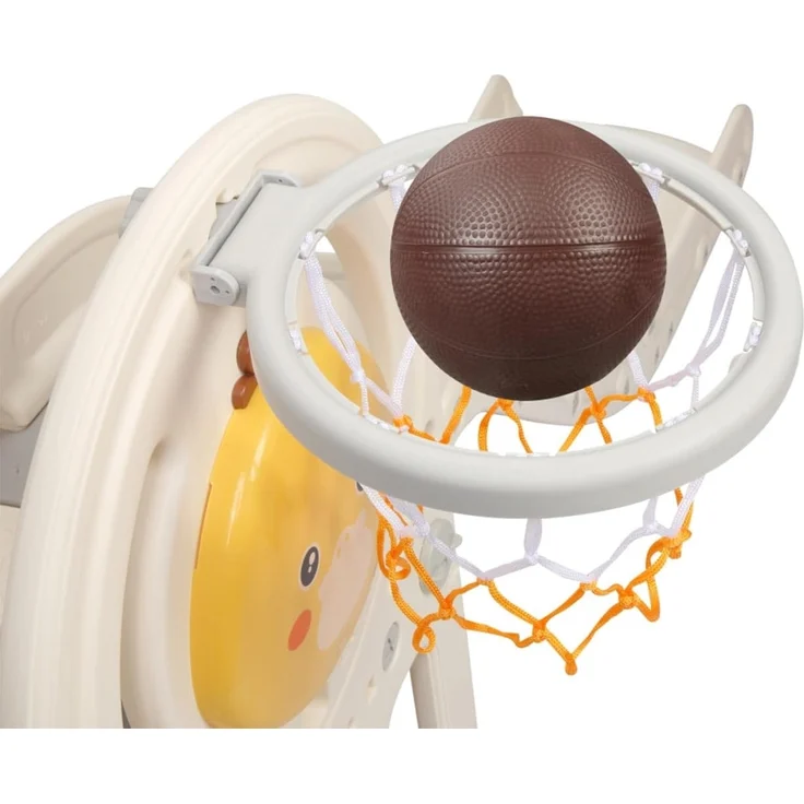 Baby Vivo Kinderrutsche / Rutsche mit Basketballkorb - Quacki in Weiß / Beige – Bild 5