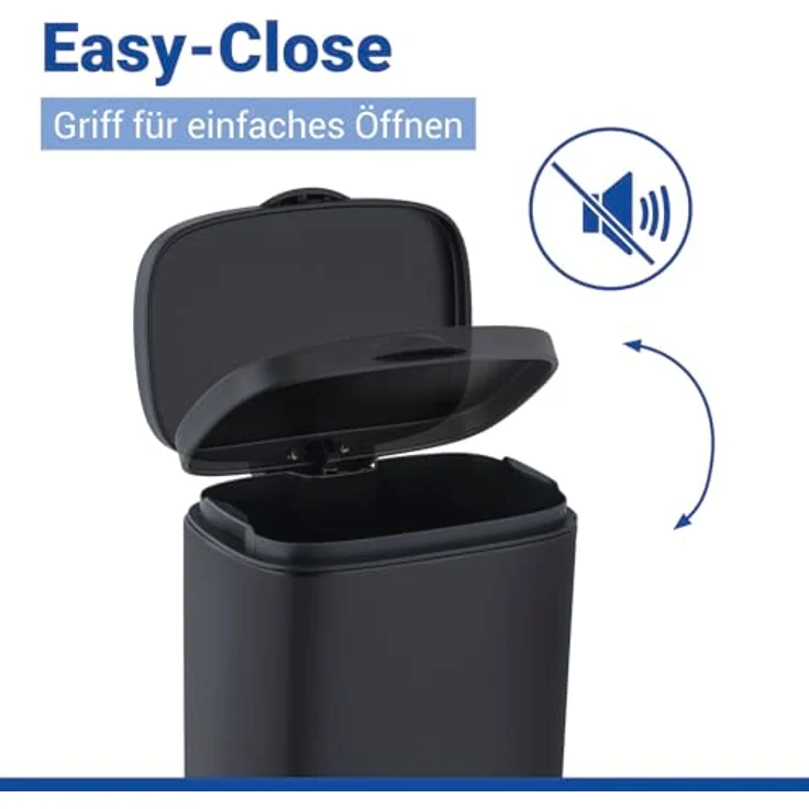 WENKO Wand-Kosmetikeimer Mod. Sare 3 Liter, Mülleimer mit Easy-Close Absenkautomatik, mattschwarz, lackierter Stahl und Anti-Fingerprint, Befestigung ohne Bohren – Bild 4
