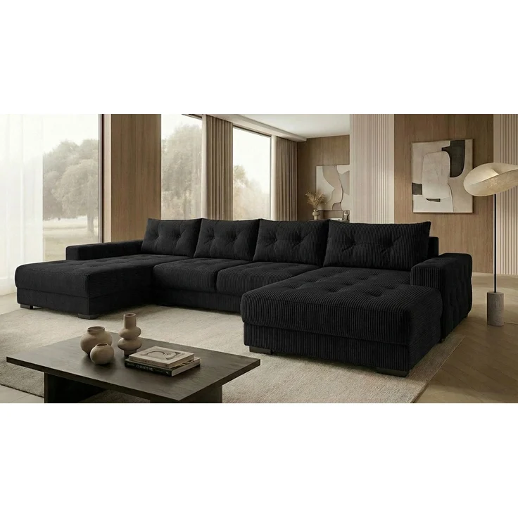 Ecksofa MODENA 320x185 cm – Stoff: ZOOM 23 Farbe: Schwarz – Bild 2