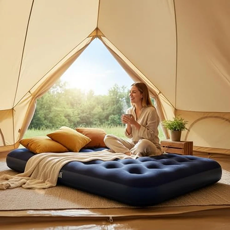 Avenli Luftbett aufblasbar 191 x 99 x 22 cm, (Luftmatratze für 1 Person), Gästebett mit beflockter Oberfläche – Bild 5