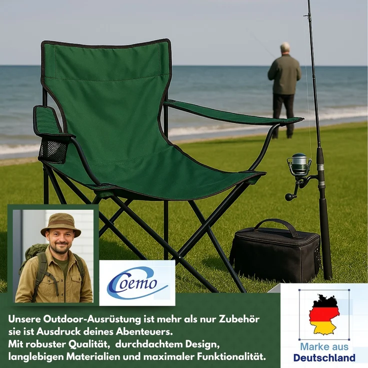 Coemo 4er-Set faltbarer Campingstuhl Faltstuhl mit Tragetasche in Grün – Bild 7
