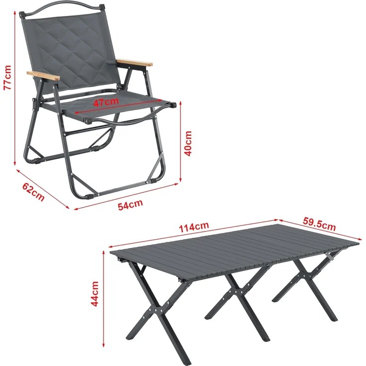 Campingmöbel-Set Botrugno 5-tlg. Textilgewebe Grau [casa. pro] – Bild 3