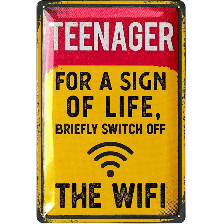 LANOLU Blechschild Teenager Wifi 20x30cm – Metall – Mehrfarbig – 20303 – Bild 1