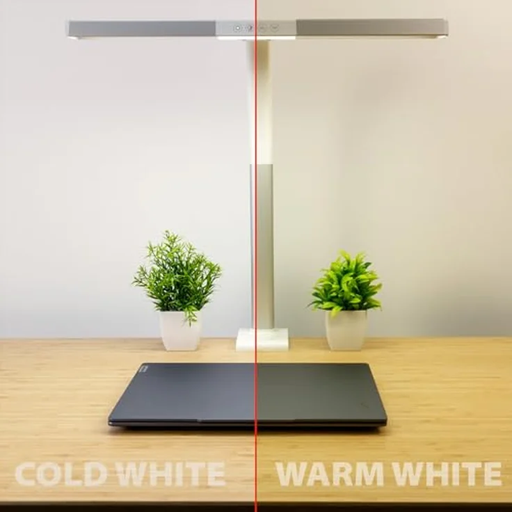 FeinTech LTL00310E LED-Schreibtischlampe, 50 cm breit, dimmbar mit Klemmfuß und flexiblem Schwanenhals, 600 Lumen, 4 Lichtfarben – Bild 5