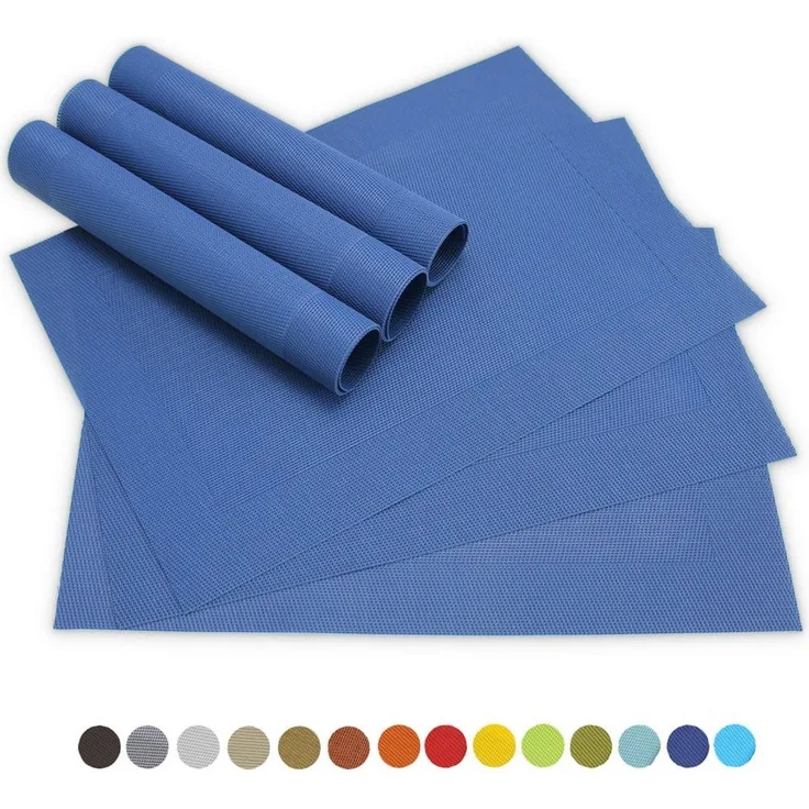 matches21 HOME & HOBBY Platzset Tischsets BORDA 6er Set Blau als Tischuntersetzer, (6-St), Abwaschbare Platzsets als Tischunterlagen für Ess-Tisch Tisch-Deko