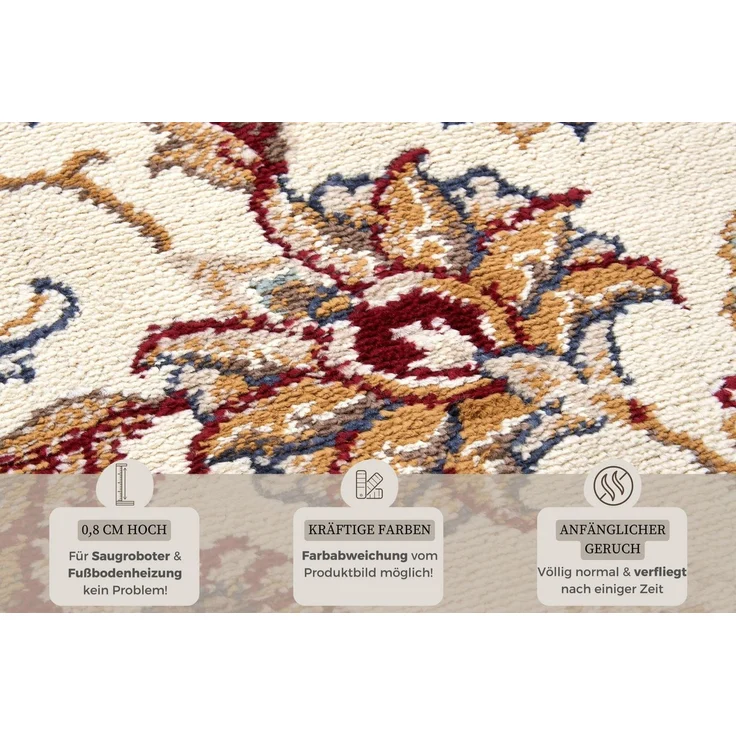 HANSE Home 'Reni' Teppich, rechteckig, Höhe: 8 mm, Orientalisch, Kurzflor, Creme Rot, 80 x 240 cm (Rechteckig) – Bild 3