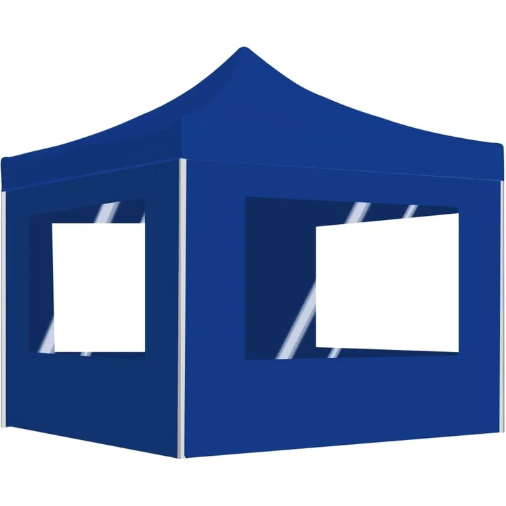 Profi-Partyzelt Faltbar, Gartenzelt mit Wänden Aluminium 2x2m Blau