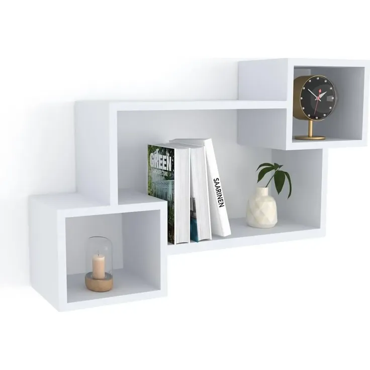 Sleepyshop24 Wandregal Weiß - Modernes Hängeregal für Bücher & Deko, Regal zum Aufhängen aus Holz, für Wohnzimmer, Kinderzimmer, Bad & Küche, horizontal vertikal