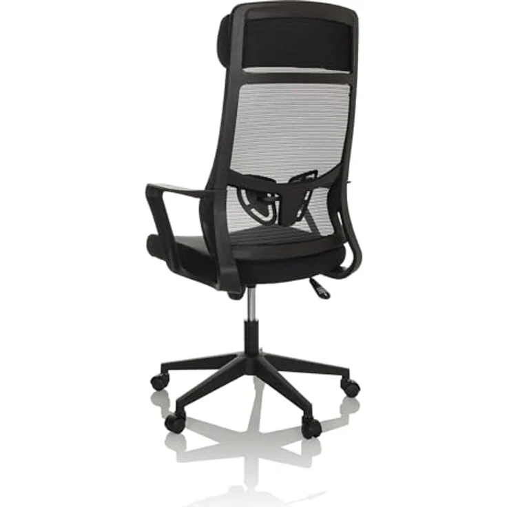 MID.YOU Drehstuhl Schwarz, Textil, ergonomische Rückenlehne, 360° drehbar, inklusive Armlehnen, 69x122-132x69 cm – Bild 9