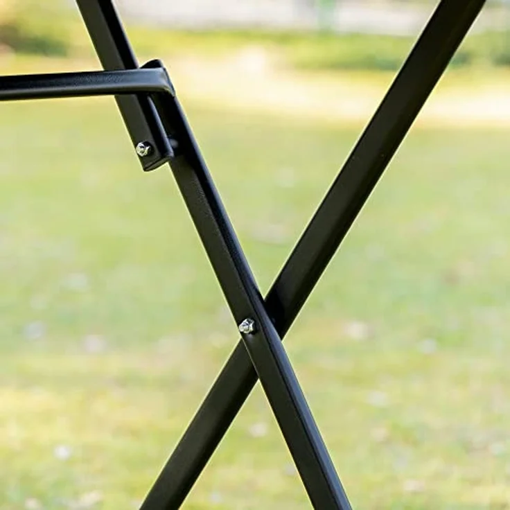 Outsunny Sitzgruppe klappbar 3tlg. Balkonset Balkonmöbel 1 Tisch+2 Stühle Gartenmöbel Set Sitzgarnitur Metall Mesh Schwarz+Grau – Bild 6