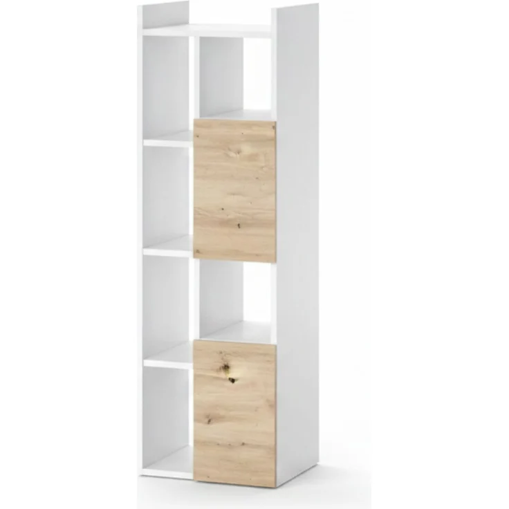 Badschrank Alf Weiß 36 x 117 cm mit 2 Schubladen Vicco – Bild 1