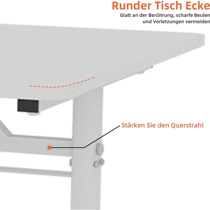 Schreibtisch, höhenverstellbar per Handkurbel, Metall, Weiß – Bild 4