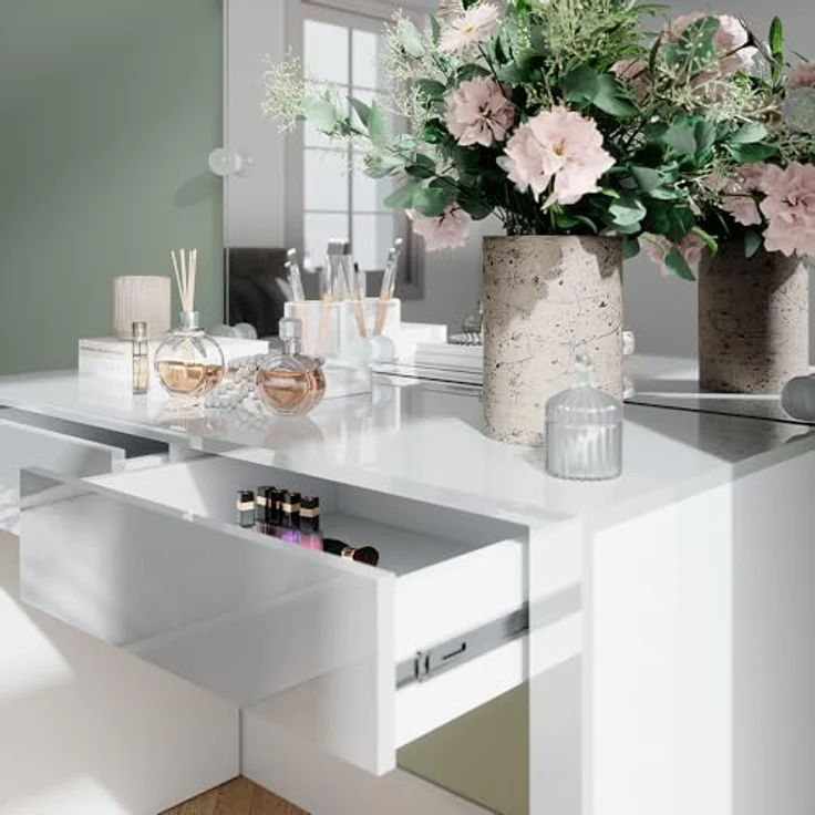 Vichy Schminktisch Annabelle, elegantes Design mit integriertem Spiegel und Beleuchtung, 50 x 70 x 111 cm – Bild 6