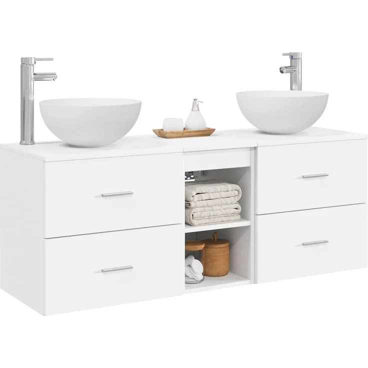 vidaXL Badezimmerschrank-Set 3 stk. Weiß 129 x 35 x 80 cm 3405787 – Bild 3