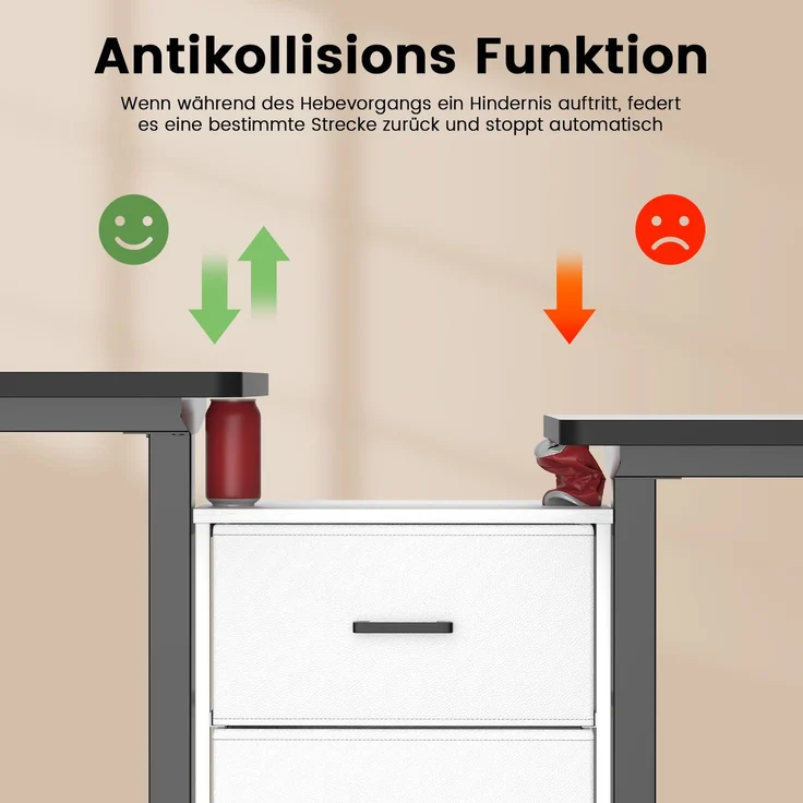 Botifly Elektrisch Höhenverstellbarer Schreibtisch 120x60 cm, Stehpult mit 3 Speicherfunktionen & Antikollisionsfunktion, 70-116cm Verstellbar, 80 kg Belastbar, Schwarz – Bild 5