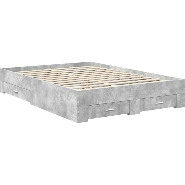 vidaXL Bettrahmen mit Kopfteil Beton Grau 135 x 190 cm Holzwerkstoff 3409998 – Bild 5