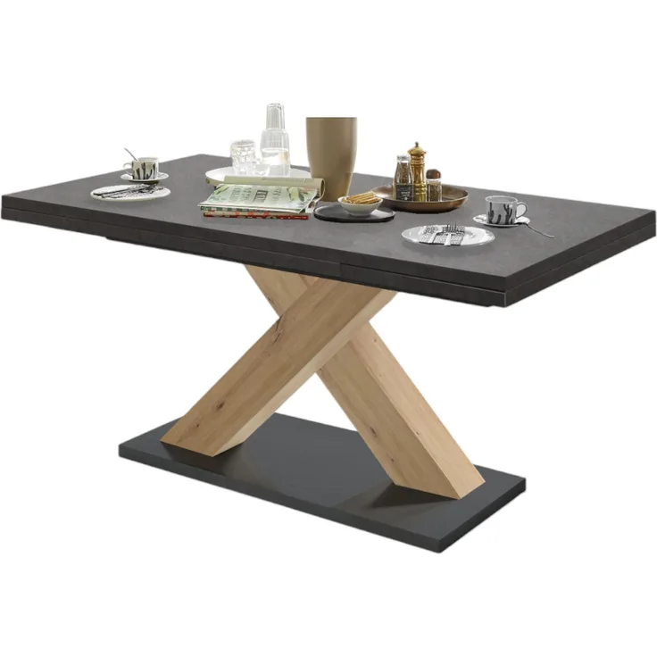 Esstisch ausziehbar Elene 180x90x76 Asteiche/Graphit 13980-180