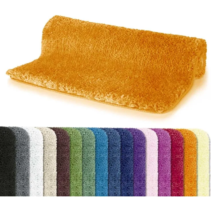 Spirella Badteppich Badematte Duschvorleger Mikrofaser Hochflor | flauschig | rutschhemmend | geeignet für Fußbodenheizung | 55x65 cm | Orange