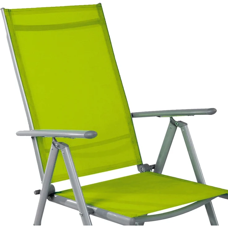 Garten Klappstuhl Gartenstuhl Hochlehner Alu Textilen Silbergrau/Lime – Bild 3