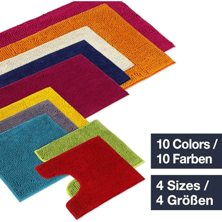 WohnDirect Badematten Set 3 teilig Creme • WC Vorleger (45x45 cm), Badematte (50x80 cm,70x120 cm) • rutschfest waschbar Badezimmerteppich MIT WC-Ausschnitt – Bild 8