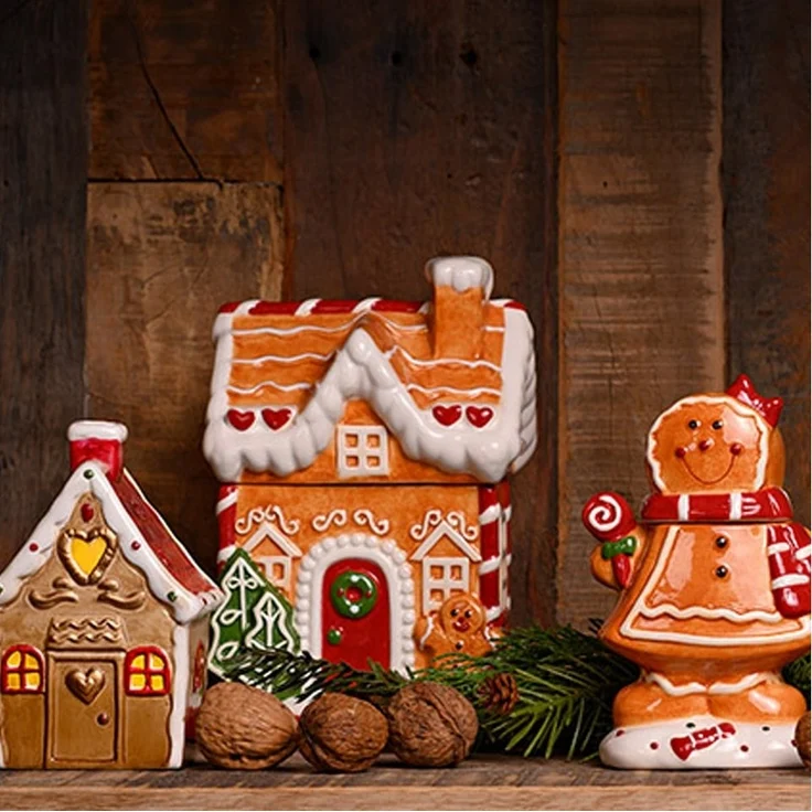 matches21 HOME & HOBBY Vorratsdose Weihnachtliche Aufbewahrungsdose mit Lebkuchenhaus, 16x27 cm, Keramik, (1-tlg), Festliche Keramikdose für weihnachtliche Leckereien – Bild 3