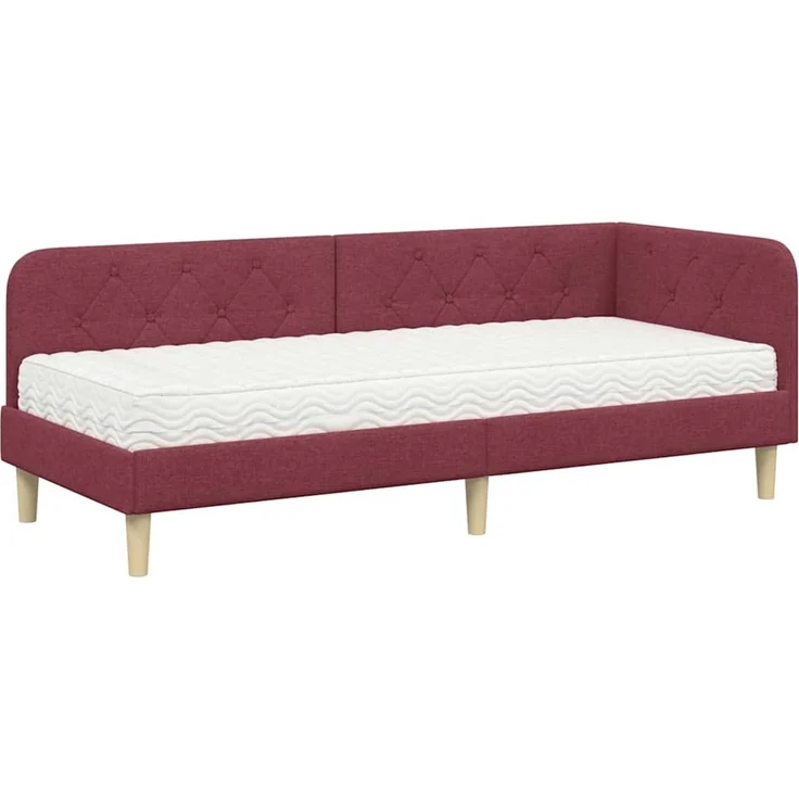 vidaXL Eckbettgestell mit Matratze Weinrot 80 x 200 cm Stoff 3394104 – Bild 1