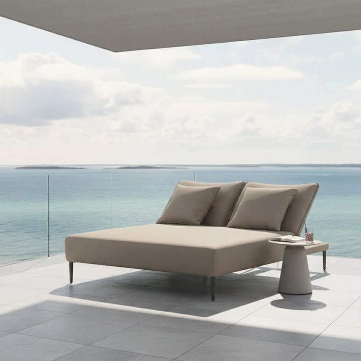 osoltus LIV Premium Daybed Doppelliege Olefin Axroma 190 x 145 cm Taupe Beige – Bild 2