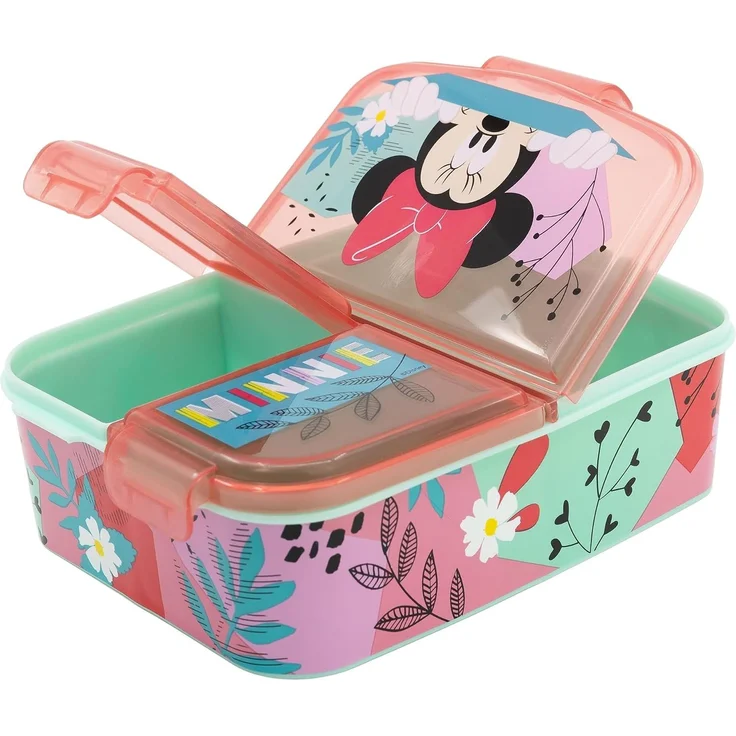 Lunchbox für Kinder mit 3 Fächern aus Kunststoff verschiedene Motive Minnie Mouse – Bild 3