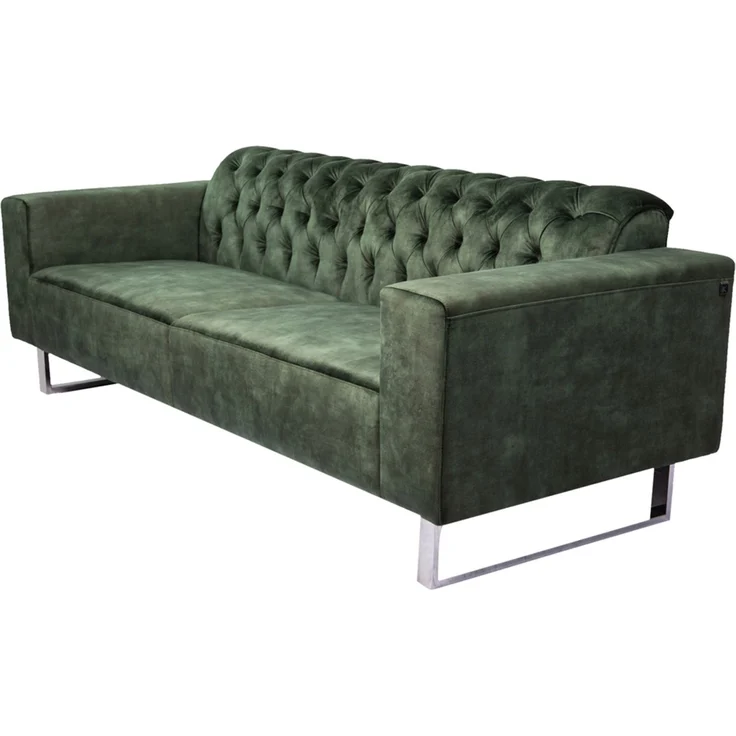 KAWOLA Sofa NILO 3-Sitzer Velvet Vintage moosgrün 77 x 87 x 220 cm – Bild 3