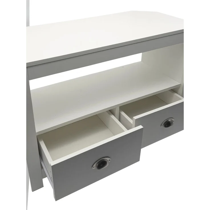 FINEBUY Lowboard FB113949 TV Möbel Weiß 85cm TV Board Fernsehschrank Fernsehkommode (Praktische Aufteilung mit moderner Linienführung), Kompakte Lösung für kleine Wohnbereiche – Bild 5
