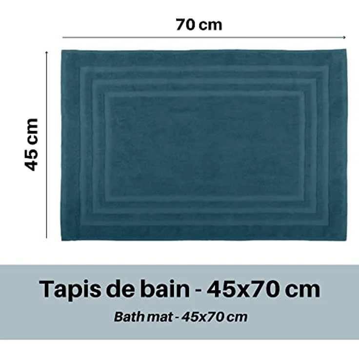 Lovely Casa - Badematte - Größe 45x70 cm - 100% Bio-Baumwolle - Petrol Farbe - Modell Lagune - Home Linen - Weich und bequem - Ideal für das Badezimmer – Bild 3