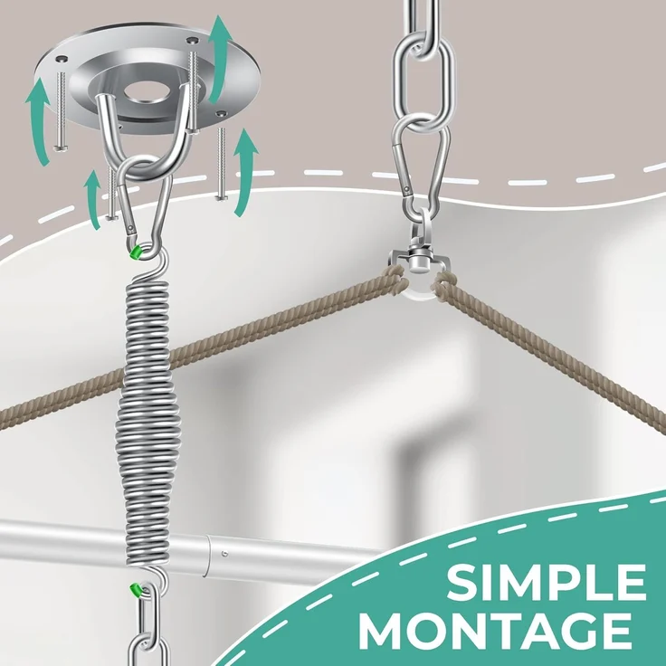 KESSER® Hängesessel Haiti 150kg Traglast, Hängestuhl 360° Drehung, Hängeschaukel Indoor-Outdoor UV-beständig & Wasserfest, Pflegeleicht, Inkl. 2 Kissen, Tragetasche, Flaschenhalter & Montage-Set Mocca – Bild 9