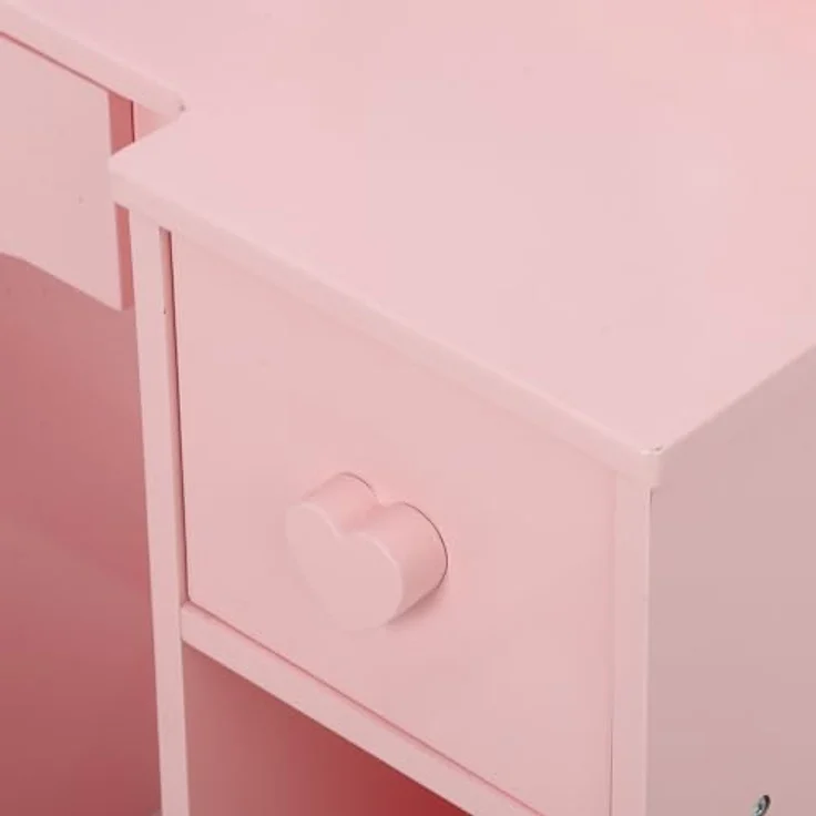 GarveeLife Schminktisch für Kinder, Schminktisch mit Hocker, 3 LED-Spiegel und 5 Schubladen, Schminktisch aus Holz für kleine Mädchen von 3 bis 6 Jahren – 70 x 34 x 100 cm, Rosa – Bild 5