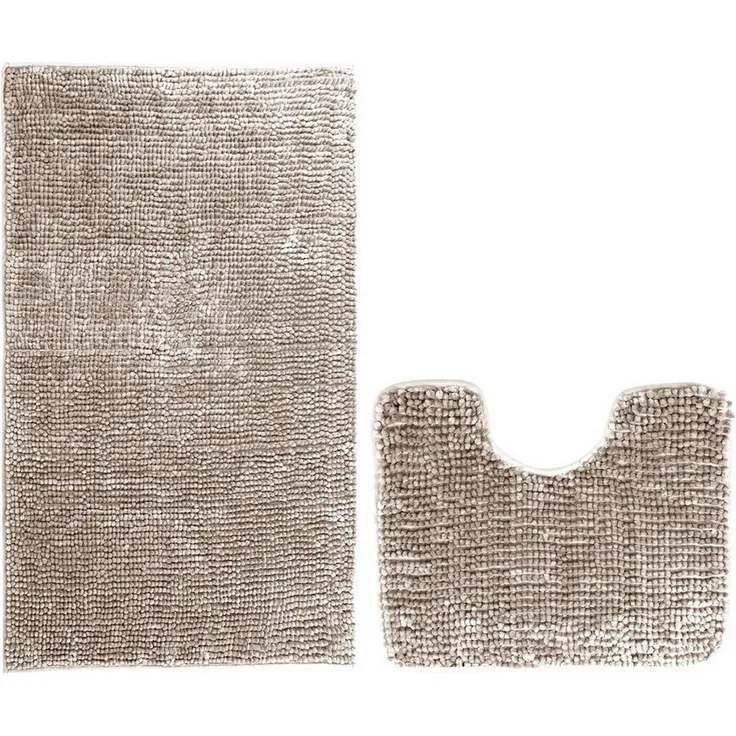 Restilo Badematte Badematte Badteppich Badvorleger Duschvorleger WC Vorleger rutschfest, rutschhemmend beschichtet, Set, Polyester, Rechteckig, Matte + WC Vorleger, BxL 50x80 cm und BxL 40x50 cm