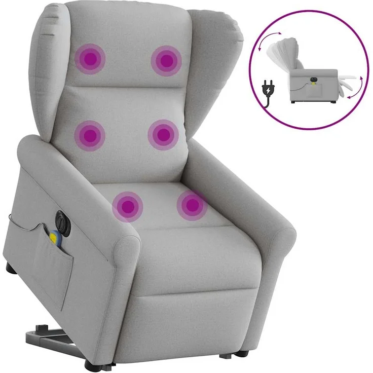 vidaXL Massagesessel mit Aufstehhilfe Elektrisch Wolkengrau Stoff 3303413 – Bild 9
